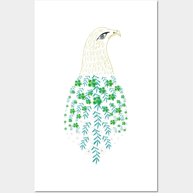 Blue and green forest bird Wall Art by DesignsbySerahO